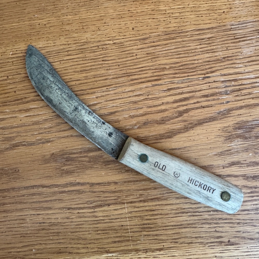 Vintage Old Hickory Shapleigh's Hammer Forged 1843 Skinner Knife Wood Handle